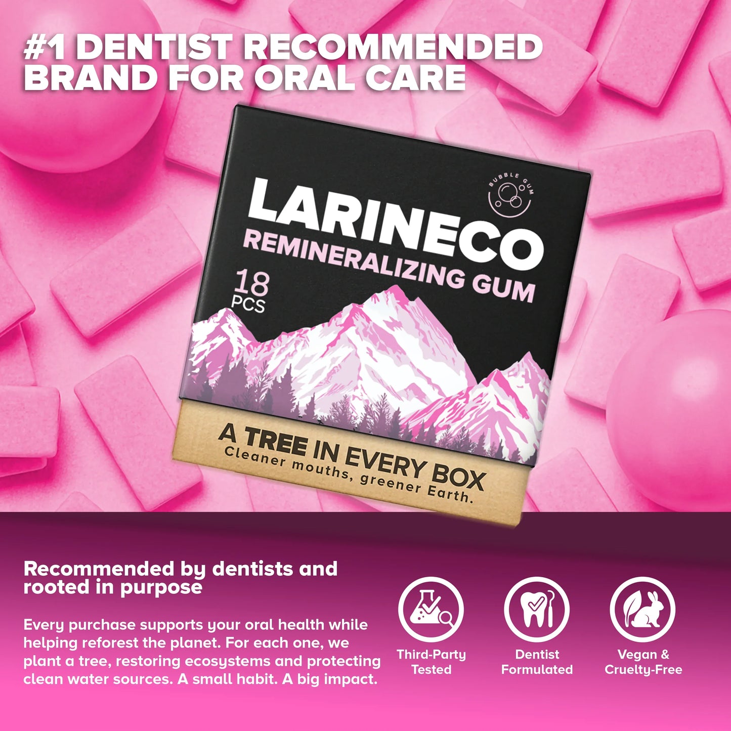 Larineco Remineralizing Gum - Dentist Recommended Bubblegum