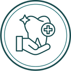 Healthy tooth icon in hand