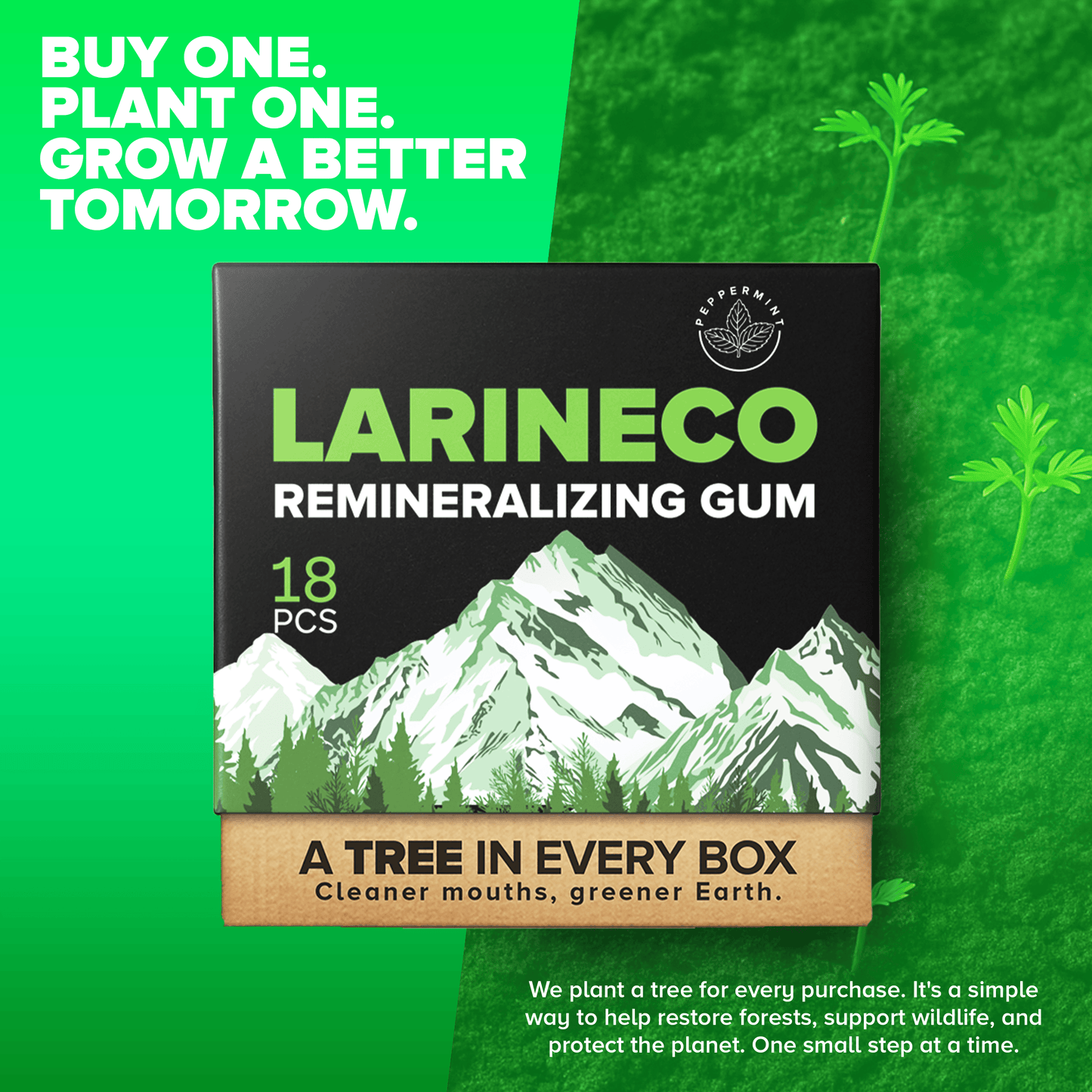 Larineco Peppermint Remineralizing Gum - Buy One Plant One