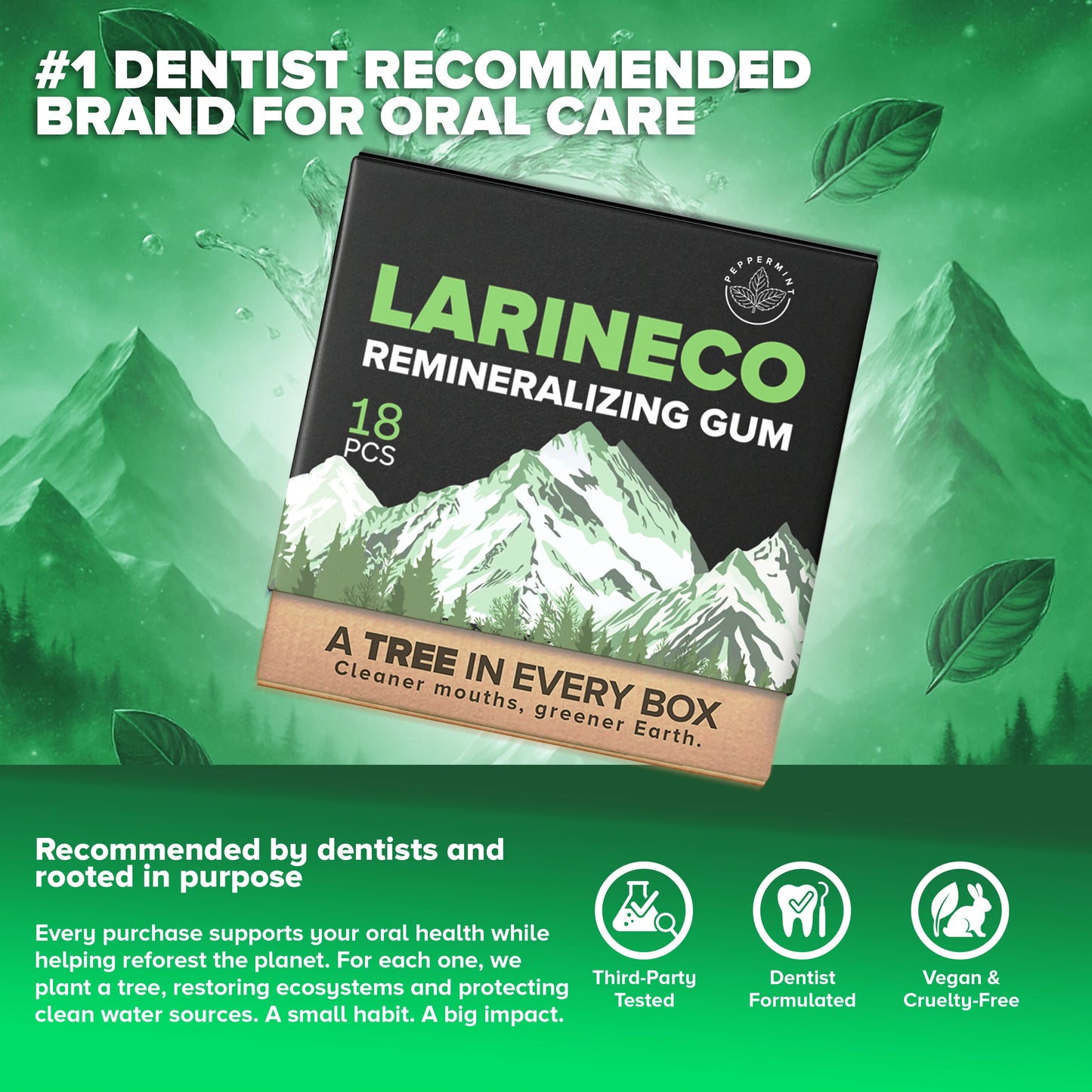 Larineco Remineralizing Gum - Peppermint - Dentist Recommended