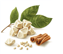 Cocoa butter and cinnamon illustration