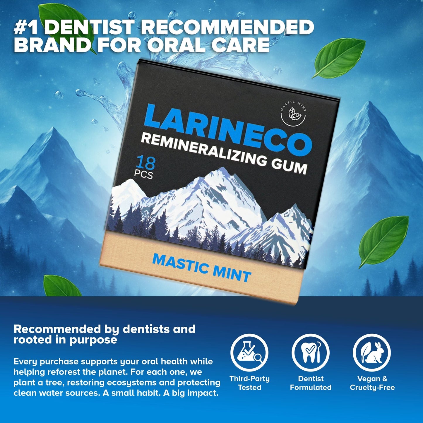 Larineco remineralizing gum - Mastic Mint - Dentist recommended