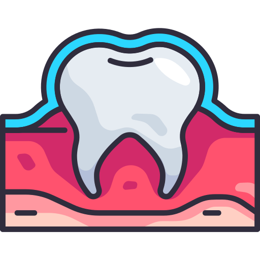 Enamel tooth illustration showing the tooth and gums.